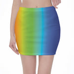 Rainbow Gradient Print Pencil Mini Skirt