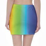 Rainbow Gradient Print Pencil Mini Skirt
