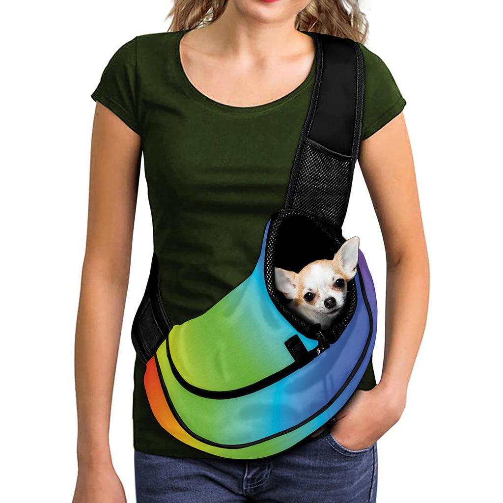 Rainbow Gradient Print Pet Sling Carrier