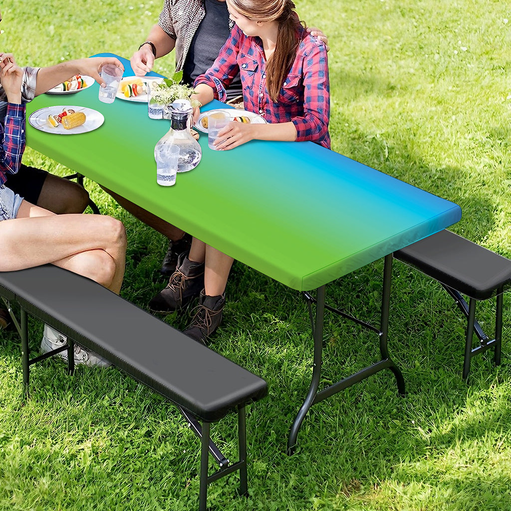 Rainbow Gradient Print Picnic Table Cover