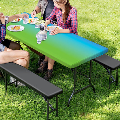 Rainbow Gradient Print Picnic Table Cover