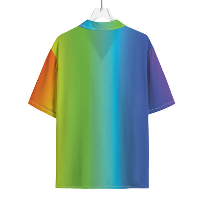 Rainbow Gradient Print Rayon Hawaiian Shirt