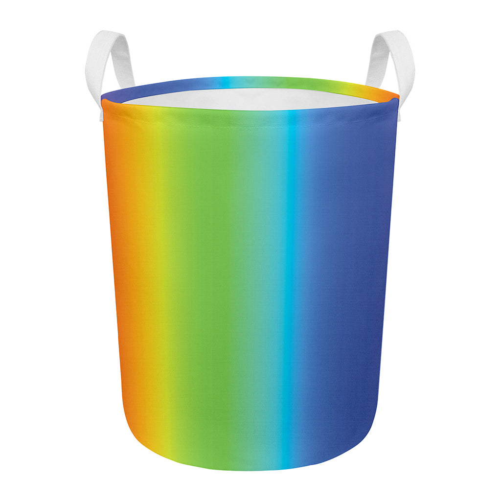 Rainbow Gradient Print Round Laundry Basket