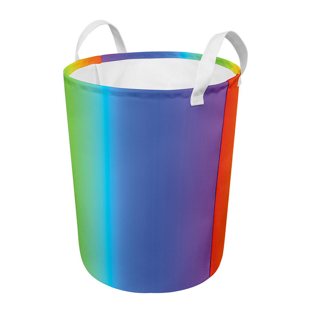 Rainbow Gradient Print Round Laundry Basket