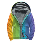 Rainbow Gradient Print Sherpa Lined Zip Up Hoodie