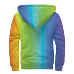 Rainbow Gradient Print Sherpa Lined Zip Up Hoodie