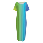 Rainbow Gradient Print Short Sleeve Long Nightdress