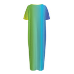 Rainbow Gradient Print Short Sleeve Long Nightdress