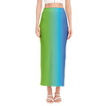 Rainbow Gradient Print Side Slit Maxi Skirt