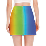Rainbow Gradient Print Side Slit Mini Skirt