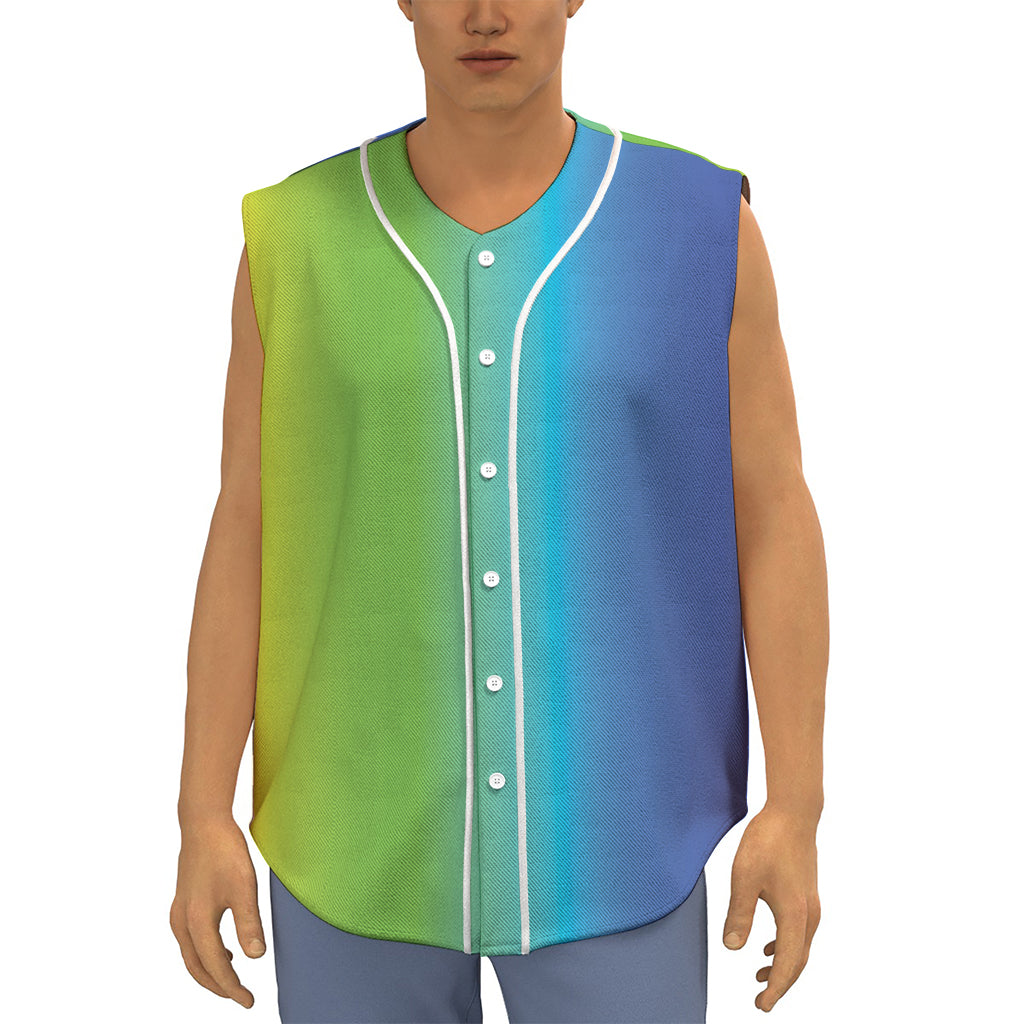 Rainbow Gradient Print Sleeveless Baseball Jersey