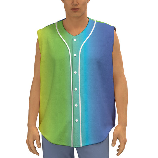Rainbow Gradient Print Sleeveless Baseball Jersey