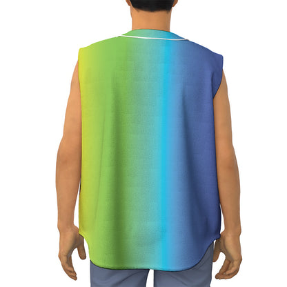 Rainbow Gradient Print Sleeveless Baseball Jersey