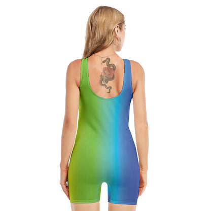 Rainbow Gradient Print Sleeveless One Piece Swimsuit