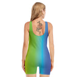 Rainbow Gradient Print Sleeveless One Piece Swimsuit