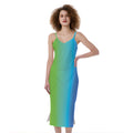 Rainbow Gradient Print Slim Fit Midi Cami Dress