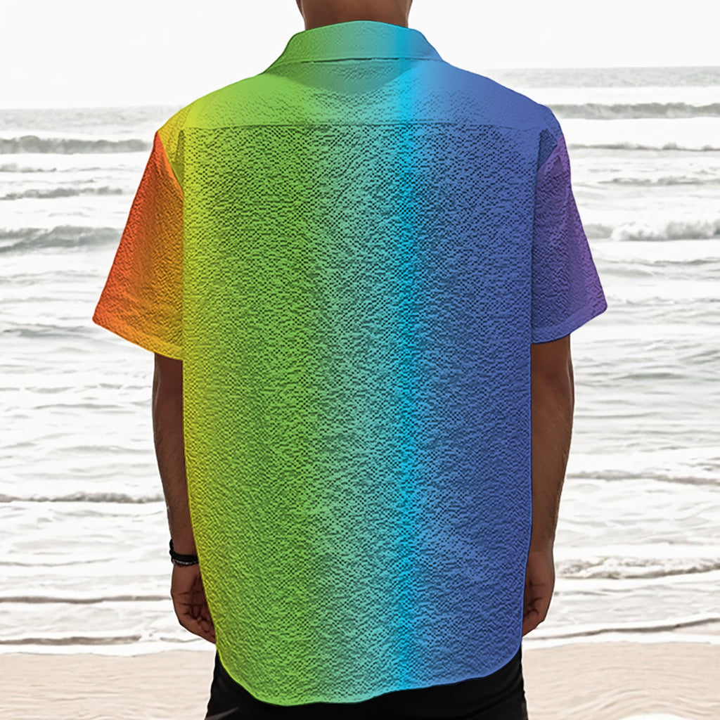 Rainbow Gradient Print Textured Short Sleeve Shirt