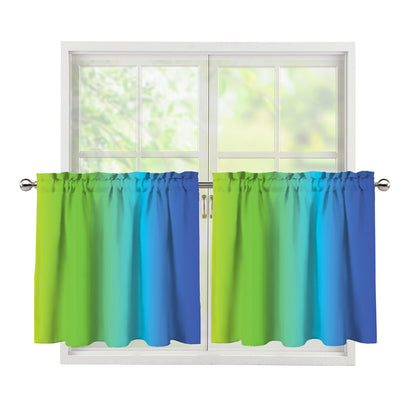Rainbow Gradient Print Tier Curtains