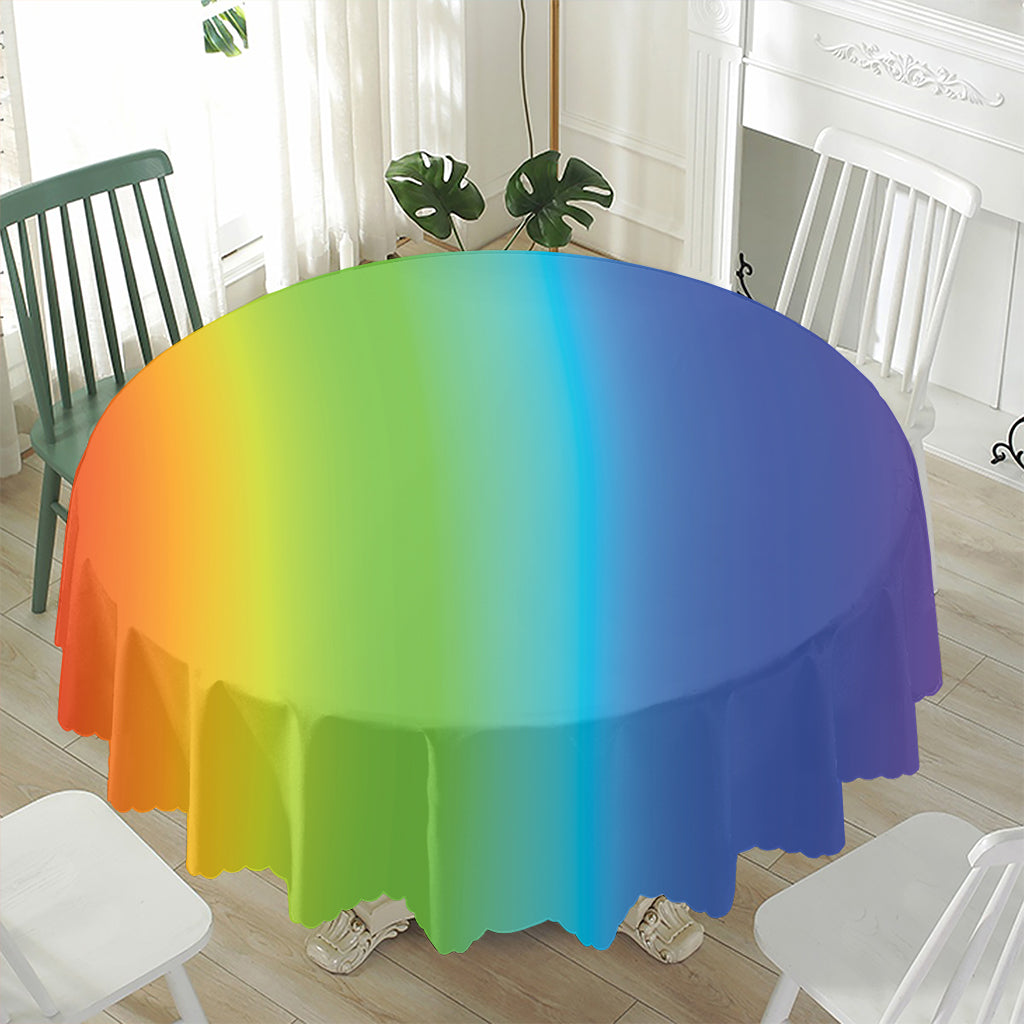 Rainbow Gradient Print Waterproof Round Tablecloth