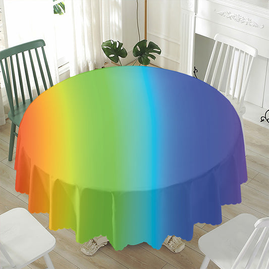 Rainbow Gradient Print Waterproof Round Tablecloth