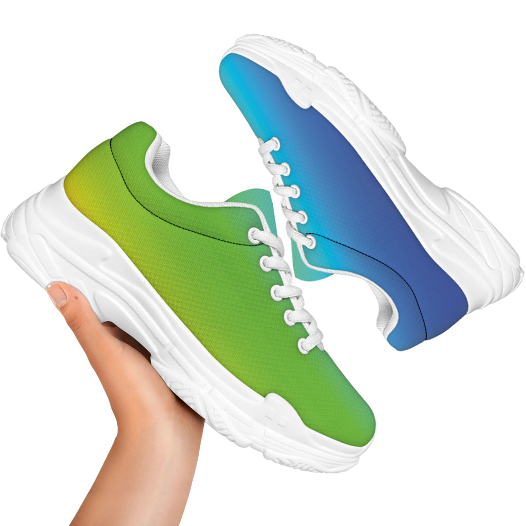 Rainbow Gradient Print White Chunky Shoes