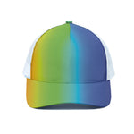 Rainbow Gradient Print White Mesh Trucker Cap