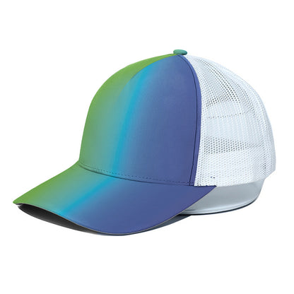 Rainbow Gradient Print White Mesh Trucker Cap