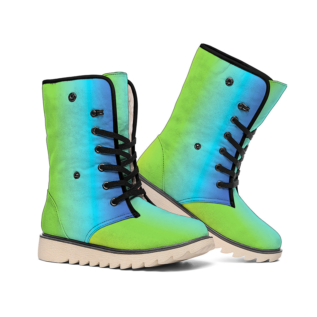 Rainbow Gradient Print Winter Boots