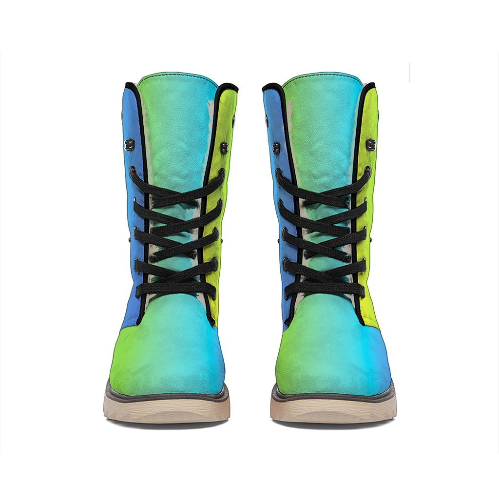 Rainbow Gradient Print Winter Boots