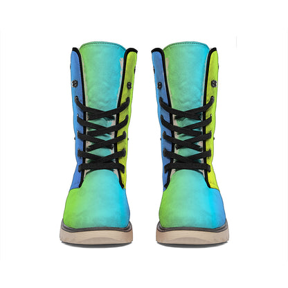 Rainbow Gradient Print Winter Boots