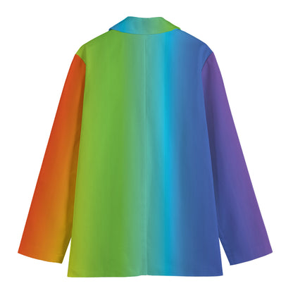Rainbow Gradient Print Women's Blazer