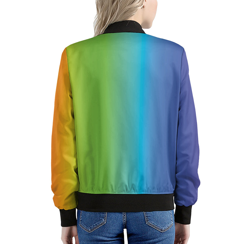 Rainbow Gradient Print Women's Bomber Jacket