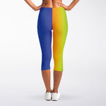 Rainbow Gradient Print Women's Capri Leggings