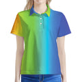Rainbow Gradient Print Women's Polo Shirt