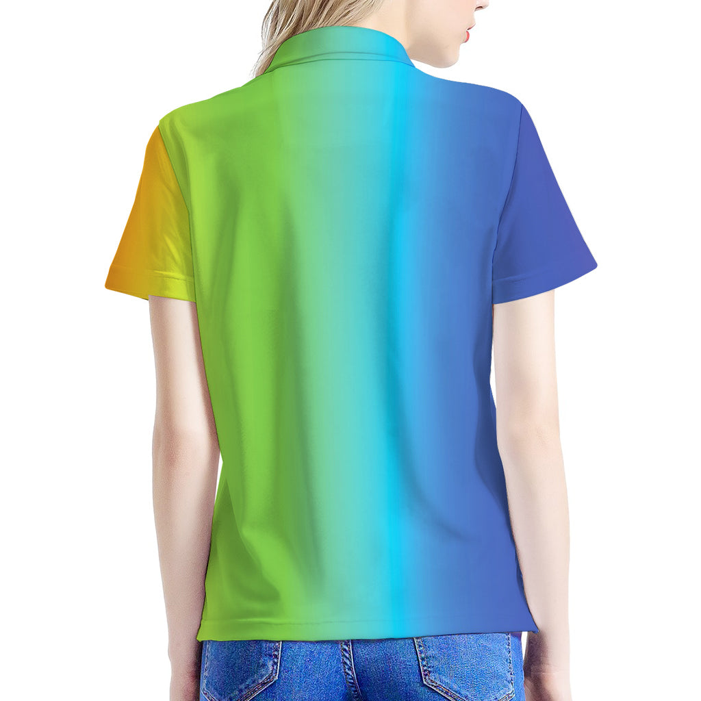 Rainbow Gradient Print Women's Polo Shirt
