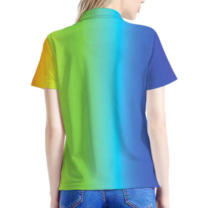 Rainbow Gradient Print Women's Polo Shirt