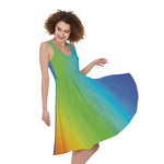 Rainbow Gradient Print Women's Sleeveless Dress