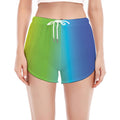 Rainbow Gradient Print Women's Split Running Shorts