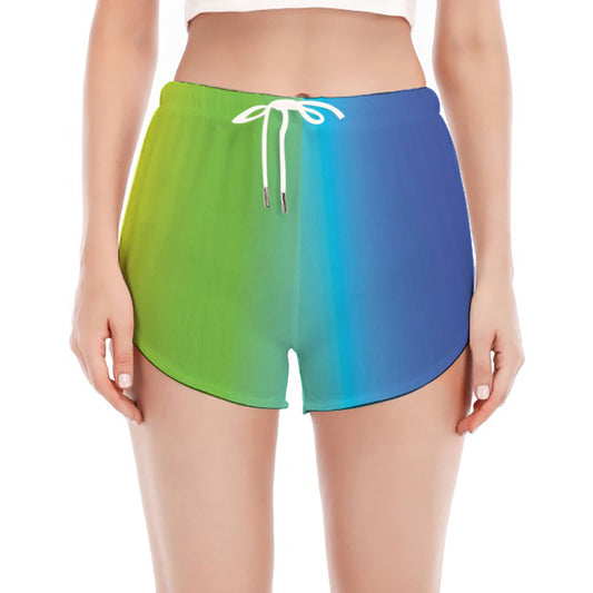 Rainbow Gradient Print Women's Split Running Shorts