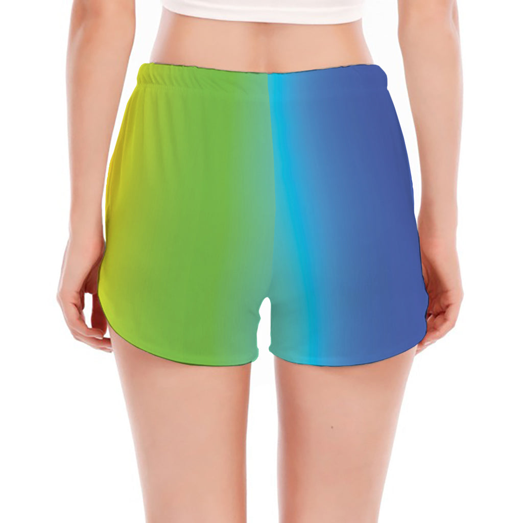 Rainbow Gradient Print Women's Split Running Shorts