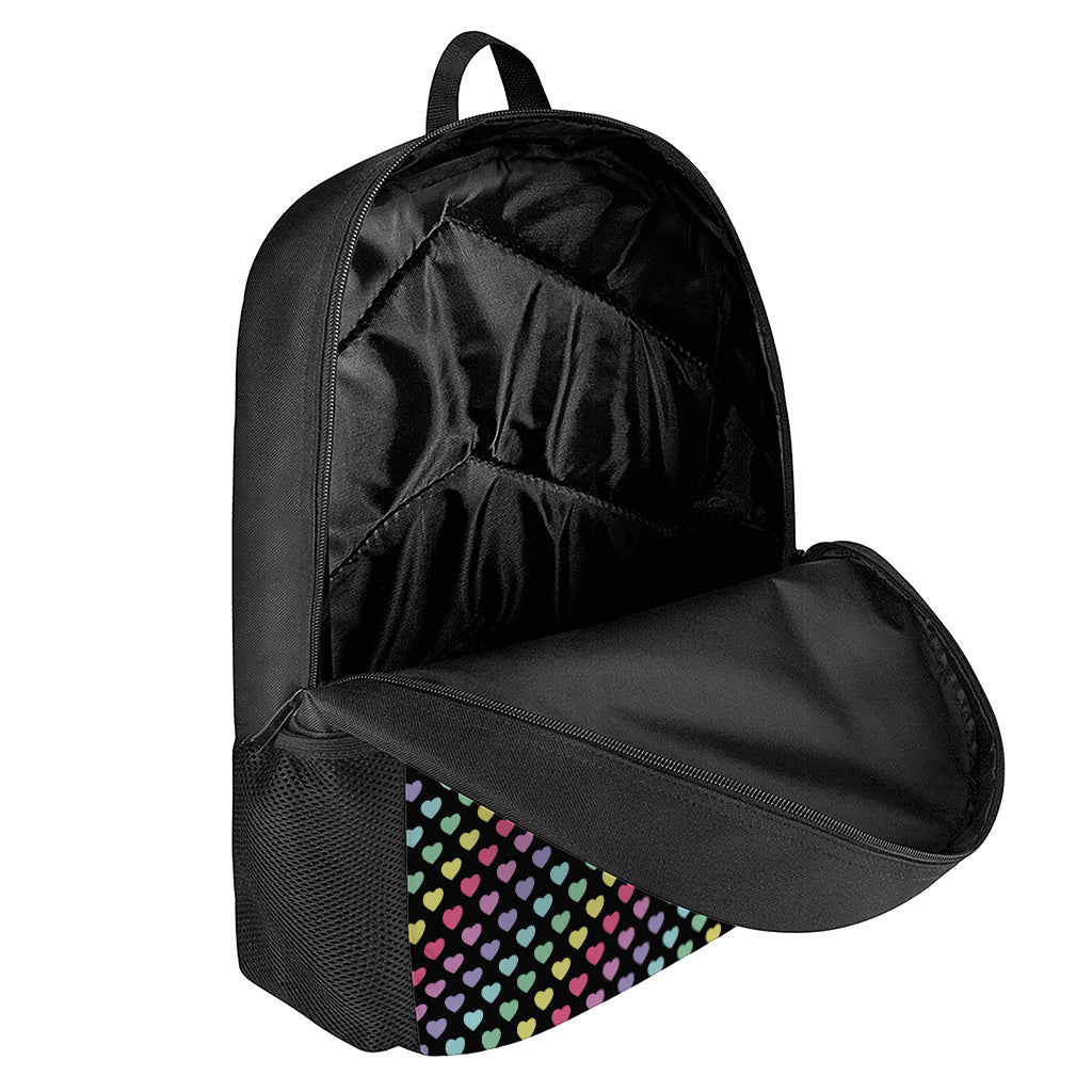 Rainbow Heart Pattern Print 17 Inch Backpack