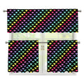 Rainbow Heart Pattern Print 3 Piece Kitchen Curtains