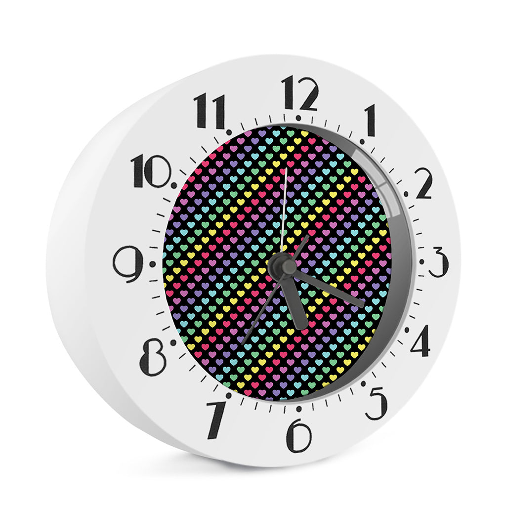 Rainbow Heart Pattern Print Alarm Clock