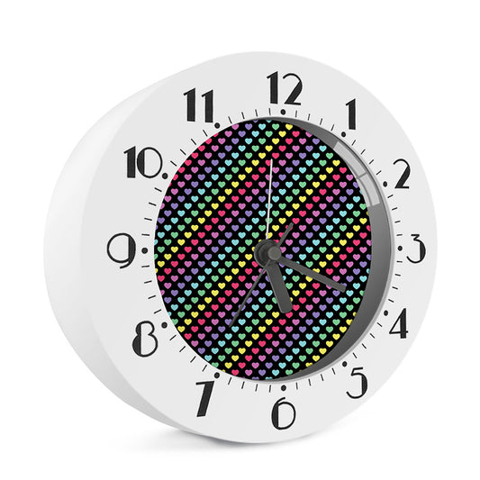 Rainbow Heart Pattern Print Alarm Clock