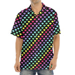 Rainbow Heart Pattern Print Aloha Shirt