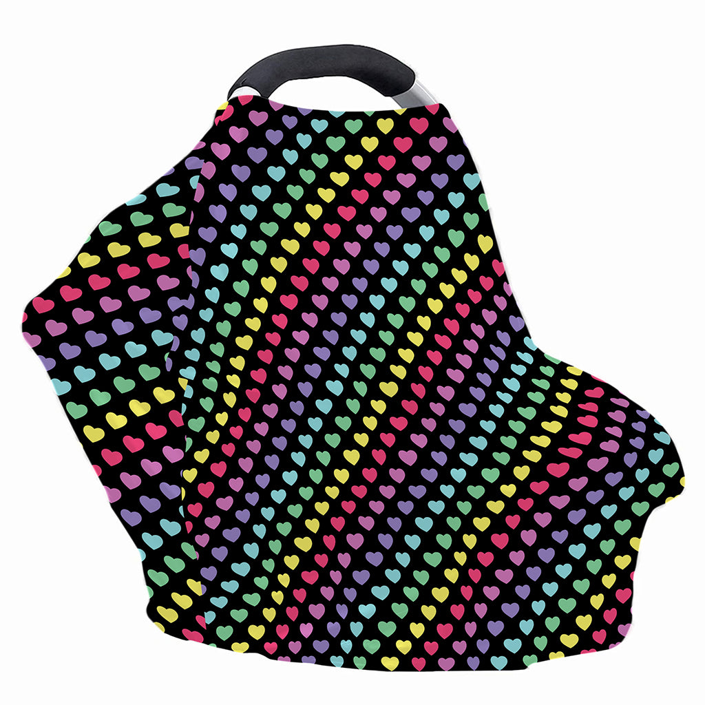 Rainbow Heart Pattern Print Baby Seat Cover