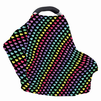 Rainbow Heart Pattern Print Baby Seat Cover