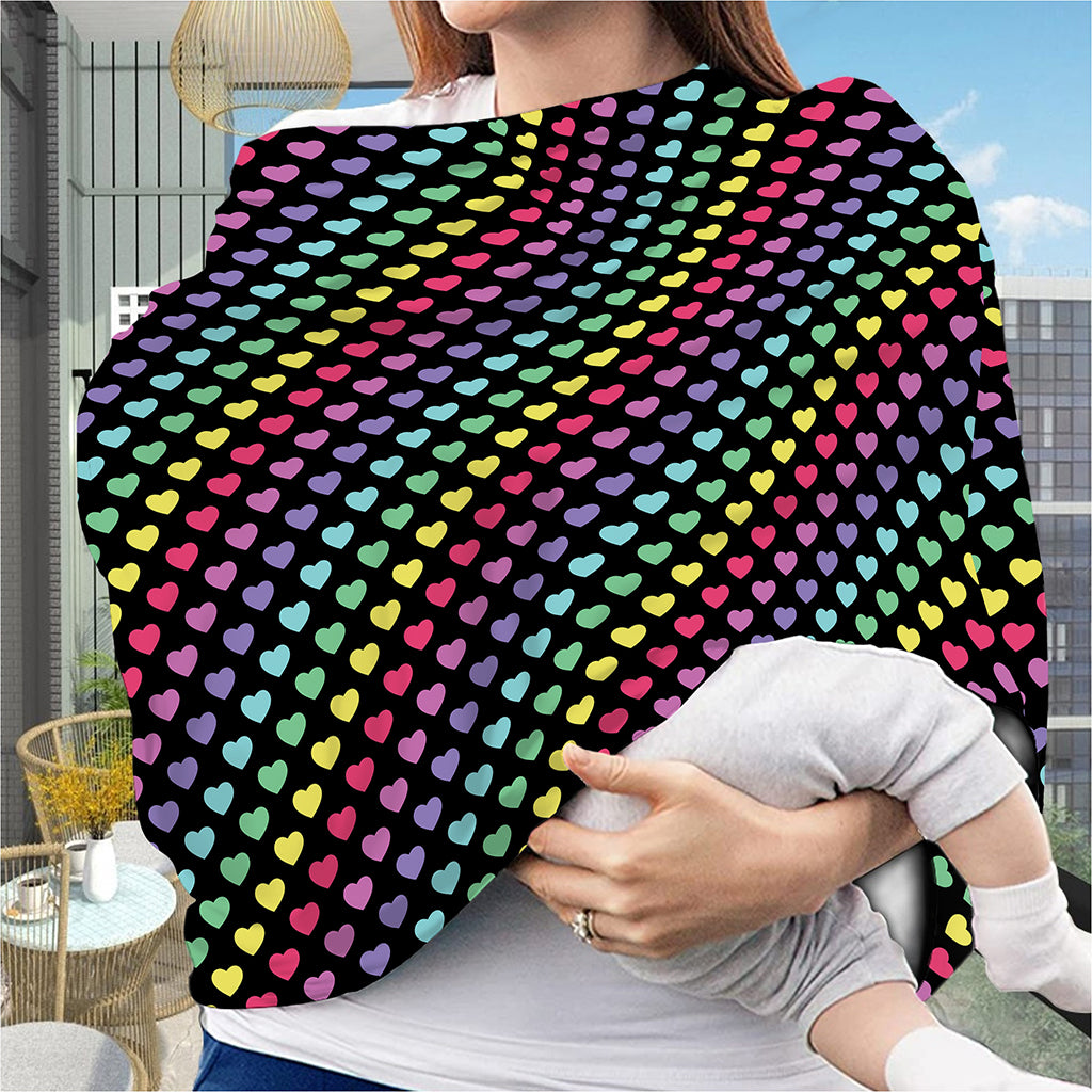 Rainbow Heart Pattern Print Baby Seat Cover