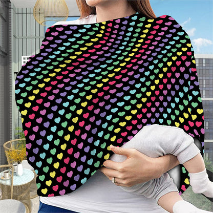 Rainbow Heart Pattern Print Baby Seat Cover