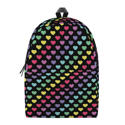 Rainbow Heart Pattern Print Backpack